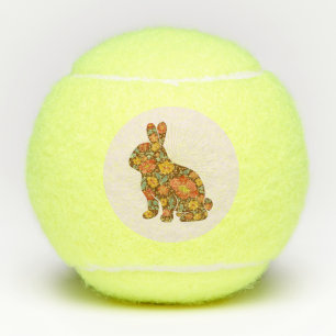 paasbunny Floral Gold Glitter Pastel Tennisballen