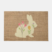Paasbunny&Flowers burlap - bijtend Deurmat (Voorkant)
