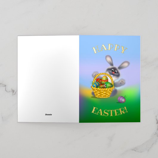 Paasbunny Folie Wenskaart (Buiten Laag)