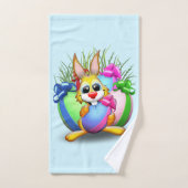 PaasBunny Funny and Cute Character Biting an Eg Bad Handdoek (Handdoek)