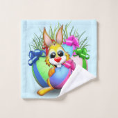 PaasBunny Funny and Cute Character Biting an Eg Bad Handdoek (Wasdoekje)