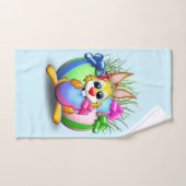 PaasBunny Funny and Cute Character Biting an Eg Bad Handdoek (Handdoek)