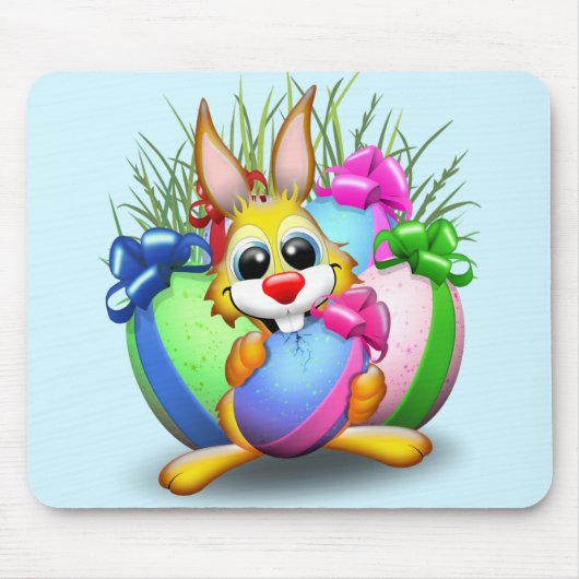 PaasBunny Funny and Cute Character Biting an Eg Muismat (Voorkant)