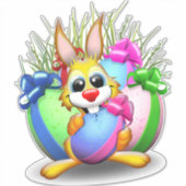 PaasBunny Funny and Cute Character Biting an Eg Sticker (Voorkant)