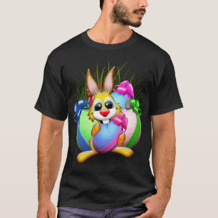 PaasBunny Funny and Cute Character Biting an Eg T-shirt