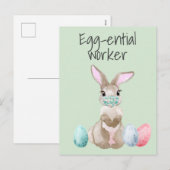 Paasbunny Funny Essential Worker Covid Feestdagenkaart (Voorkant / Achterkant)
