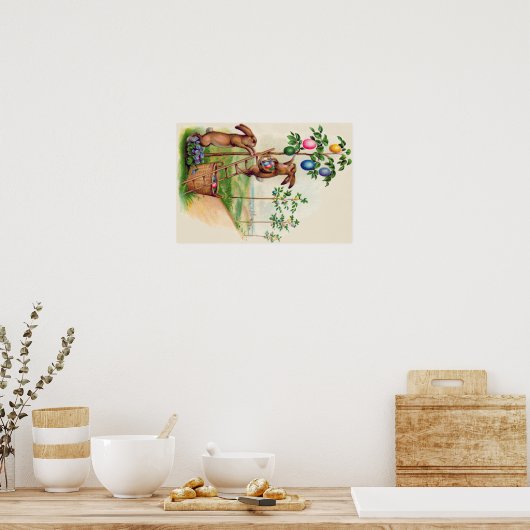 Paasbunny - gekleurde eiboom poster (Keuken)