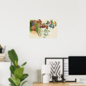 Paasbunny - gekleurde eiboom poster (Thuiskantoor)