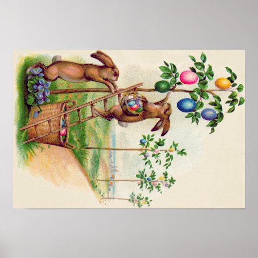 Paasbunny - gekleurde eiboom poster (Voorkant)