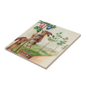 Paasbunny - gekleurde eiboom tegeltje (Zijkant)