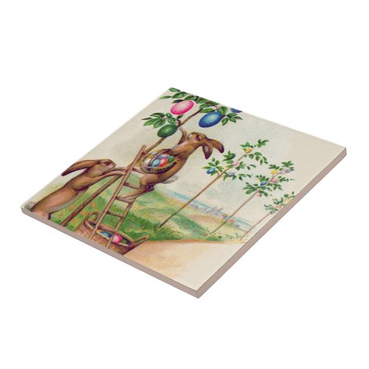 Paasbunny - gekleurde eiboom tegeltje (Zijkant)