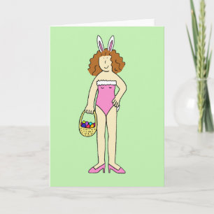 PaasBunny Girl-Cartoon Feestdagen Kaart