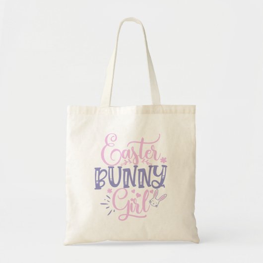 Paasbunny Girl Cute Pink Easter Egg Hunt Tote Bag (Voorkant)