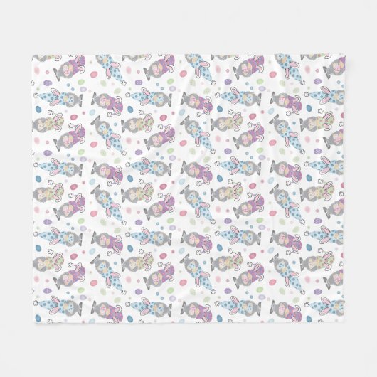 Paasbunny Gnome Patroon Fleece Deken (Voorkant (Horizontaal))