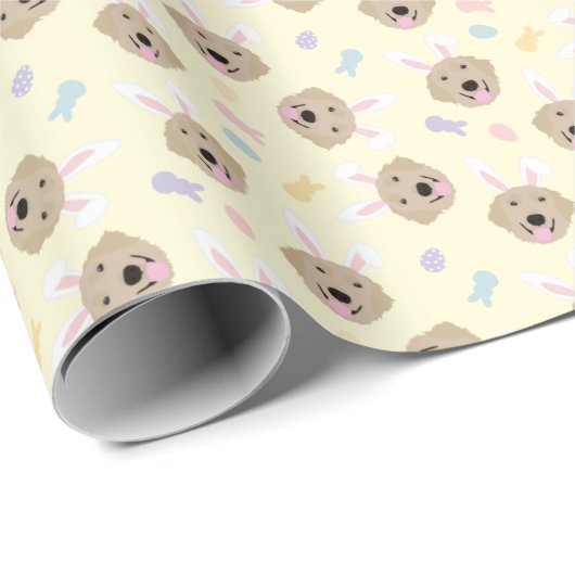 Paasbunny Golden Retriever Patroon Cadeaupapier (Rol Hoek)