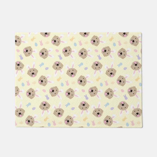 Paasbunny Golden Retriever Patroon Deurmat (Voorkant)
