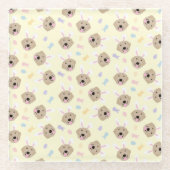 Paasbunny Golden Retriever Patroon Glazen Onderzetter (Voorkant)