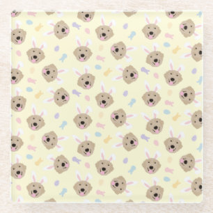 Paasbunny Golden Retriever Patroon Glazen Onderzetter