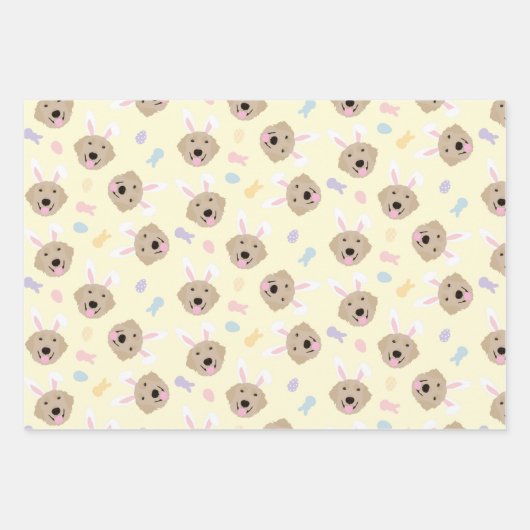 Paasbunny Golden Retriever Patroon Inpakpapier Vel (Voorkant 3)