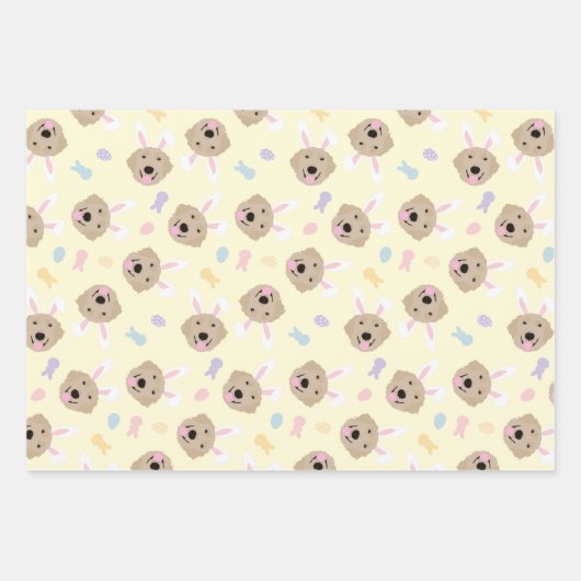 Paasbunny Golden Retriever Patroon Inpakpapier Vel (Voorkant)
