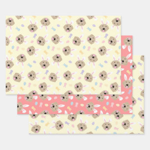 Paasbunny Golden Retriever Patroon Inpakpapier Vel