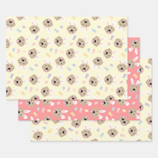 Paasbunny Golden Retriever Patroon Inpakpapier Vel (Set)