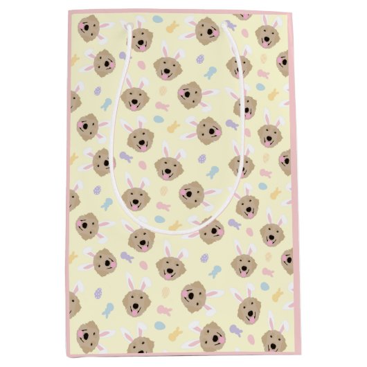 Paasbunny Golden Retriever Patroon Medium Cadeauzakje (Voorkant)