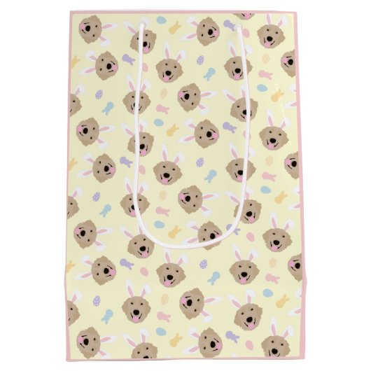 Paasbunny Golden Retriever Patroon Medium Cadeauzakje (Achterkant)