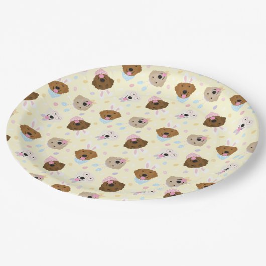 Paasbunny Golden Retriever Patroon Papieren Bordje (Gekanteld)