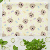 Paasbunny Golden Retriever Patroon Theedoek (Gevouwen)