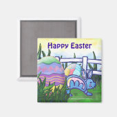 Paasbunny Happy Paasmagneet Magneet (Voorkant / Achterkant)
