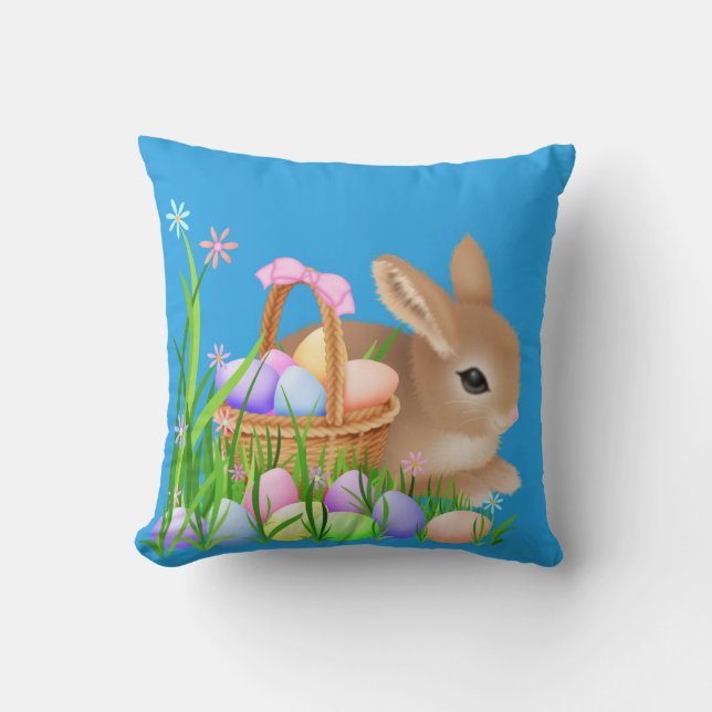 Paasbunny Holiday, leuk mandje met kussens (Voorkant)