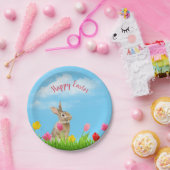 Paasbunny in Tulips Papieren Bordje (Feest)