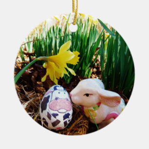 PaasBunny Koe Eieren Keramisch Ornament