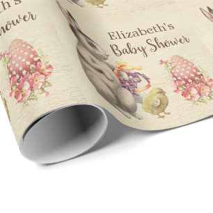 PaasBunny  konijn en Baby shower van kippen Cadeaupapier