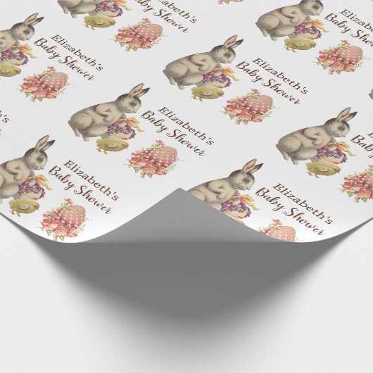 PaasBunny  konijn en Baby shower van kippen Cadeaupapier (Hoek)