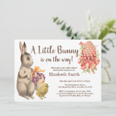 PaasBunny konijn en Baby shower van kippen Kaart (Staand voorkant)