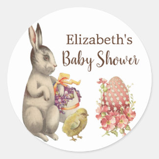PaasBunny  konijn en Baby shower van kippen Ronde Sticker