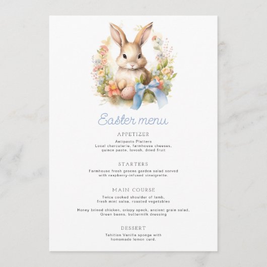 Paasbunny Menu (Voorkant)