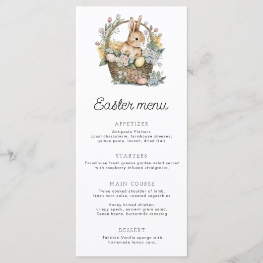 Paasbunny Menu (Voorkant)