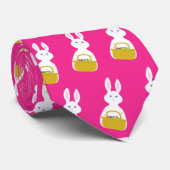 PaasBunny met Basket Fuchsia-achtergrond Stropdas (Opgerold)