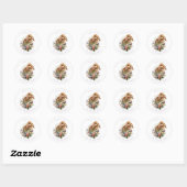 Paasbunny met bloemen ronde sticker (Vel)