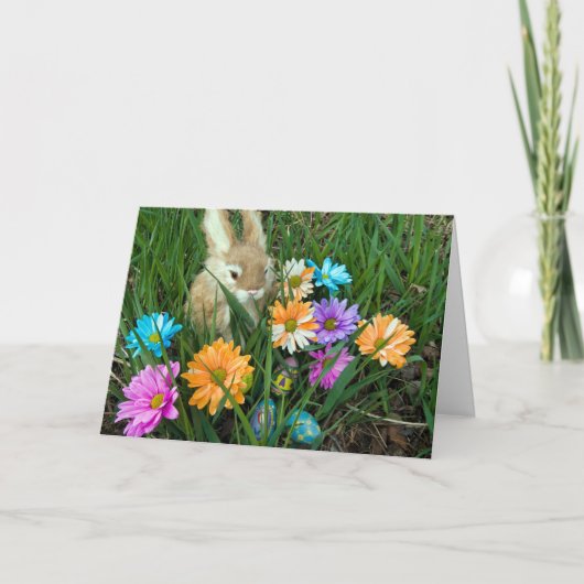 Paasbunny met Daisies Feestdagen Kaart (Voorkant)