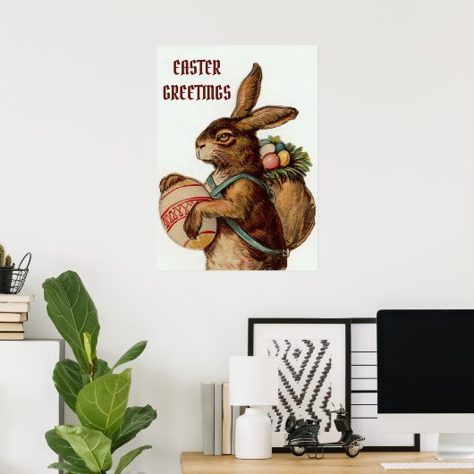 paasbunny met eieren poster (Thuiskantoor)