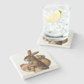 paasbunny met eieren stenen onderzetter (Zijkant)