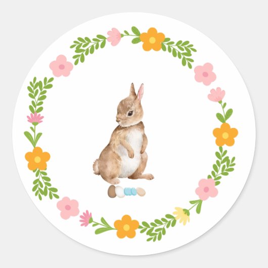 PaasBunny met Flowers Sticker (Voorkant)