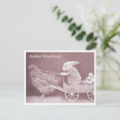PaasBunny met kippen en eieren Briefkaart (Staand voorkant)