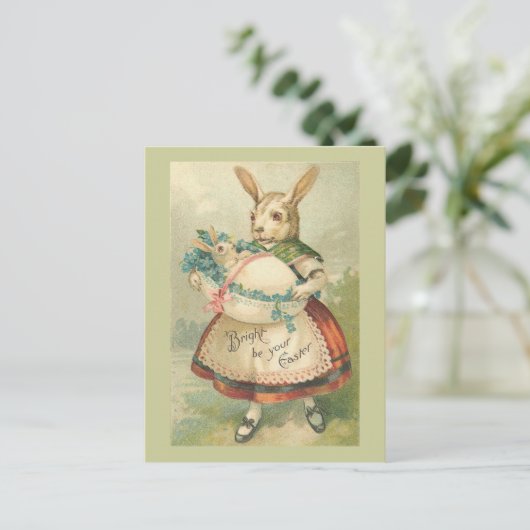 PaasBunny-moeder en Baby-Vintage Feestdagenkaart (Staand voorkant)