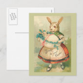 PaasBunny-moeder en Baby-Vintage Feestdagenkaart (Voorkant / Achterkant)