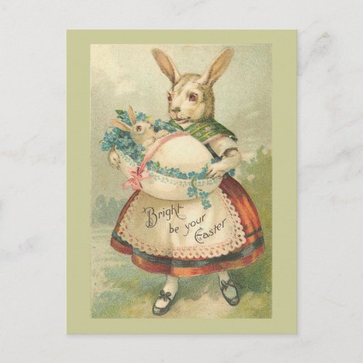 PaasBunny-moeder en Baby-Vintage Feestdagenkaart (Voorkant)